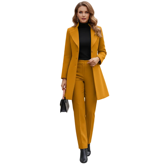 Dames Lange Jas – Tailored Fit – Wolmix – Effen