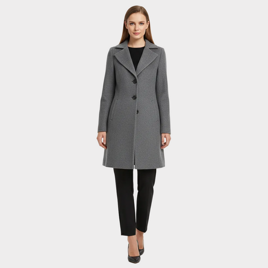 Dames Lange Jas – Tailored Fit – Wolmix – Effen