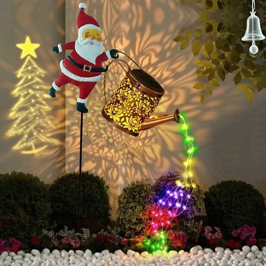 Buiten Lantaarn Kerstman Zonne-energie Automatische Verlichting 0