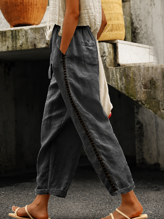 Dames Crop Broek met Elastische Taille en Zakken