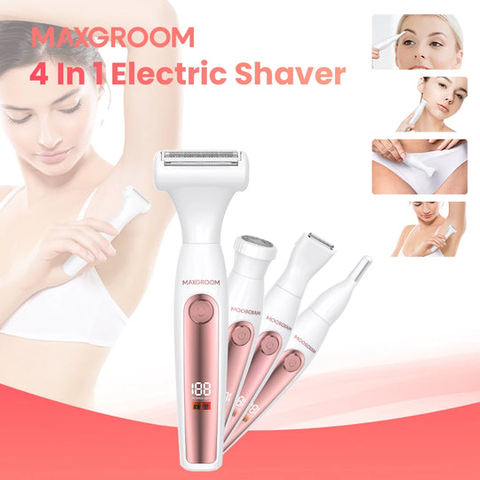 Dames 4-in-1 Body Haartrimmer Kit met Oplaadbare Scheermessen 0