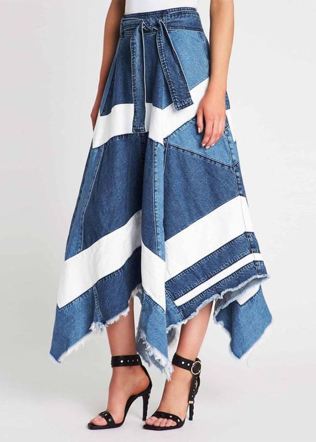 Dames A-lijn Rok Asymmetrisch Denim 4