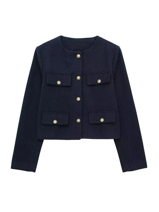 Dames Blazer Met Gestructureerd Tweed Ontwerp 7