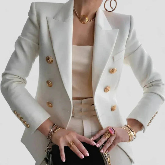 Dames Blazer met Dubbele Rij Knopen en Luxe Afwerking 1