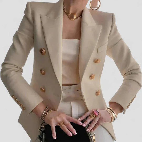 Dames Blazer met Dubbele Rij Knopen en Luxe Afwerking 4