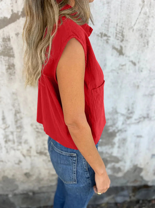 Dames Blouse Basic Knoopsluiting Linnen 5