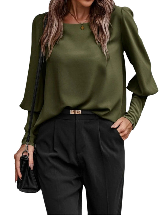 Dames Blouse Ronde Hals Lantaarnmouwen Polyester 0