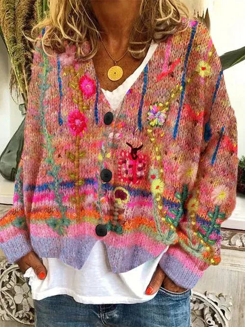 Dames Cardigan Oversized Gebreid met Dappere Patroon 1