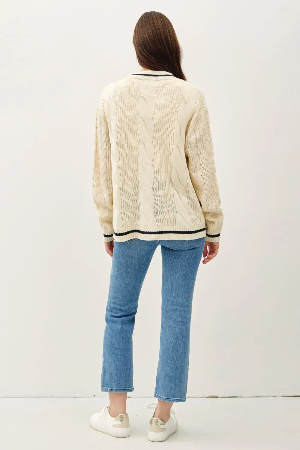 Dames Cardigan V-Hals Kabelbrei 100% Acryl 1