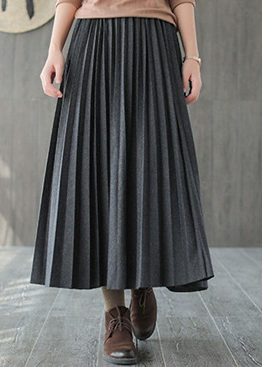 Dames Casual Geplooide Rok Grijs Zwart 1