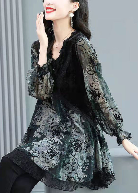 Dames Chiffon Top met Lange Mouwen en V-hals 2