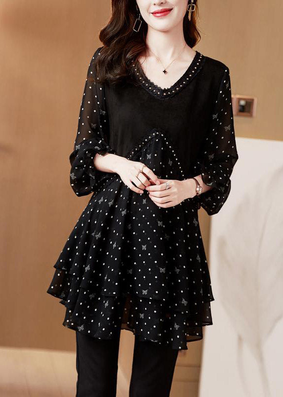 Dames Chiffon Top met V-hals en Gelaagd Design 2