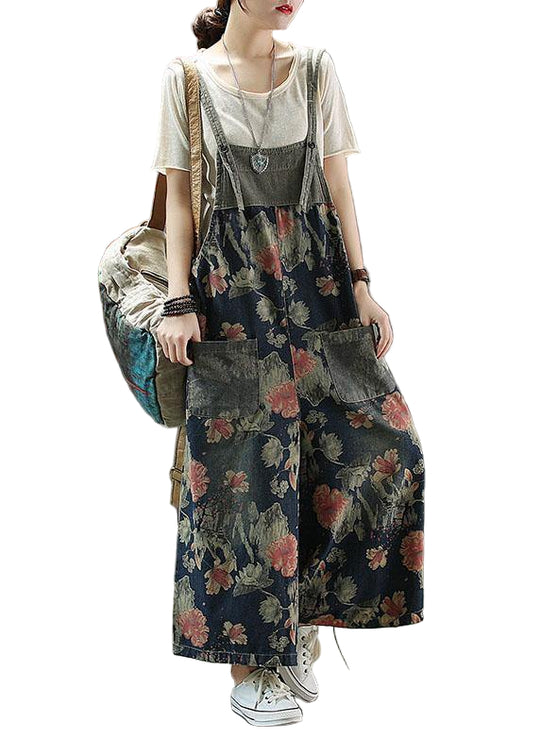 Dames Denim Romper met Print en Zakken 0