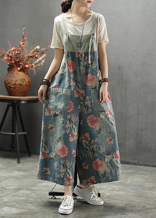 Dames Denim Romper met Print en Zakken 1