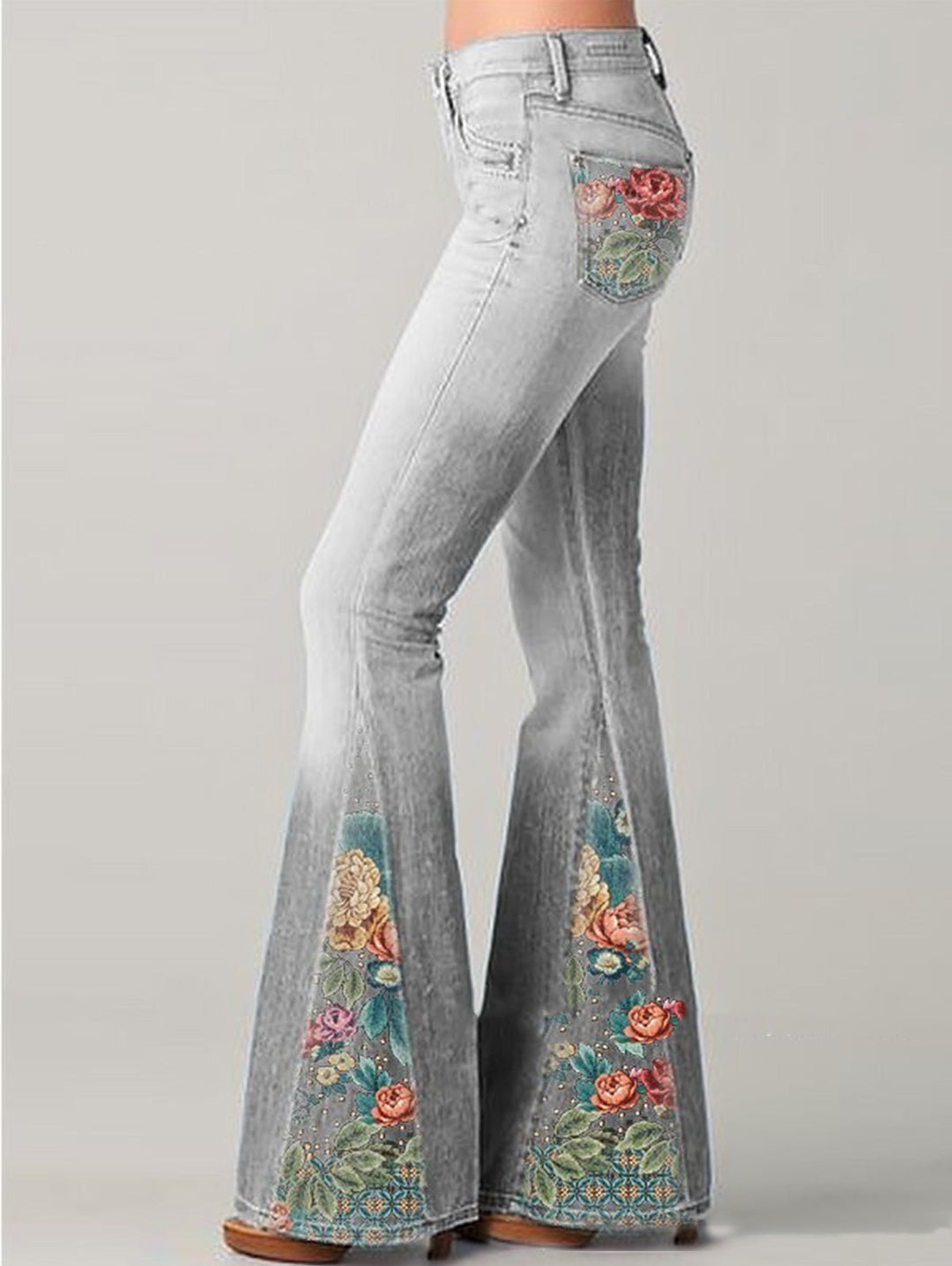 Dames Flared Broek Met Bloemenprint 2