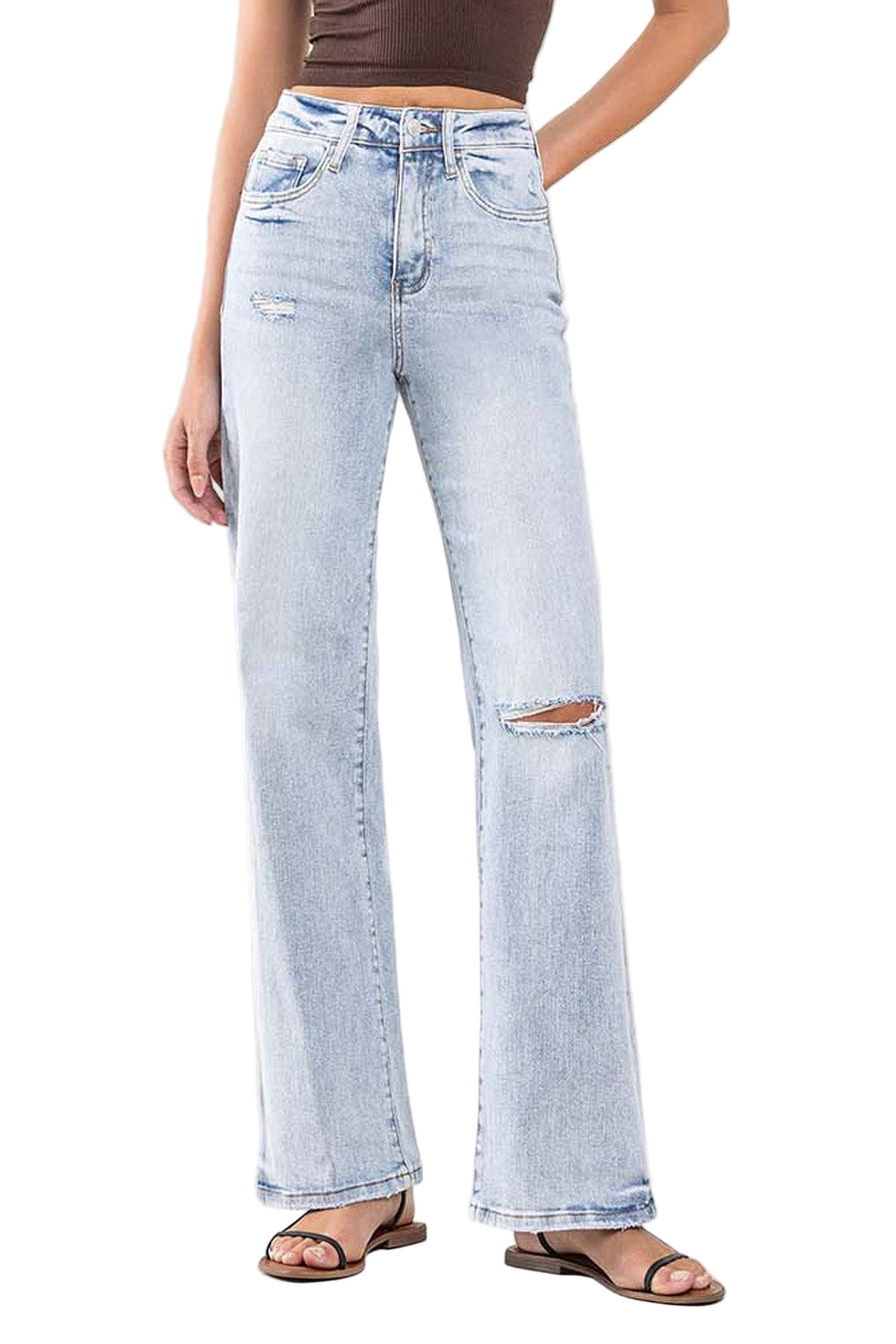 Dames Flared Jeans Hoge Taille Vintage Stijl 0