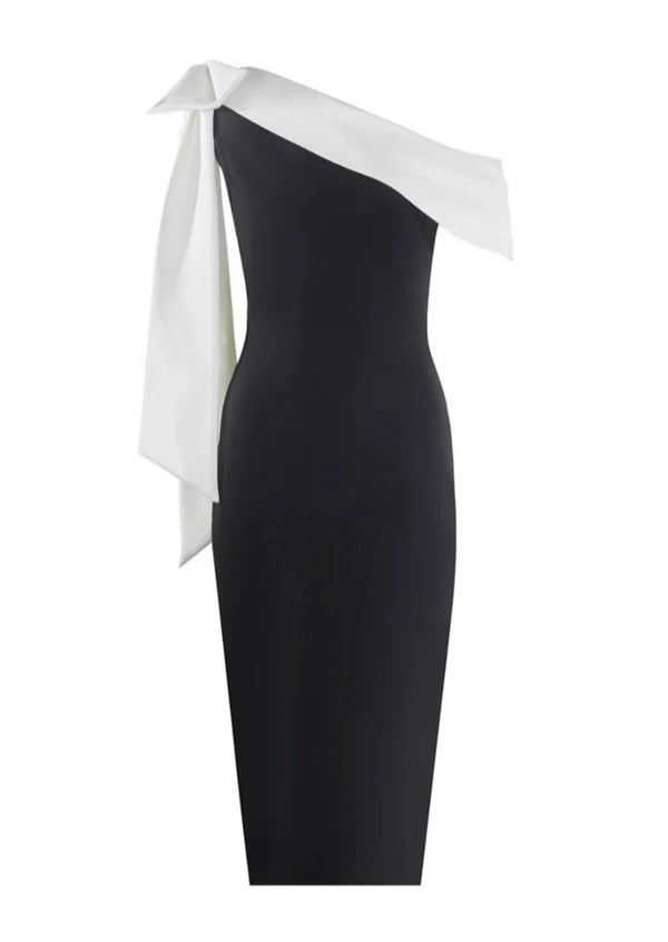Dames Galajurk Eén Schouder Luxe Bandage Met Midi-Split 0