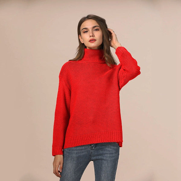 Dames Gebreide Trui Met Turtleneck en Ribbelafwerking 1
