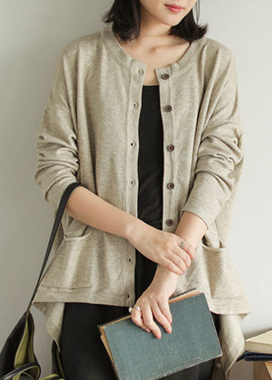 Dames Herfst Sweatervest met Losgebreide Knoopzakken 1