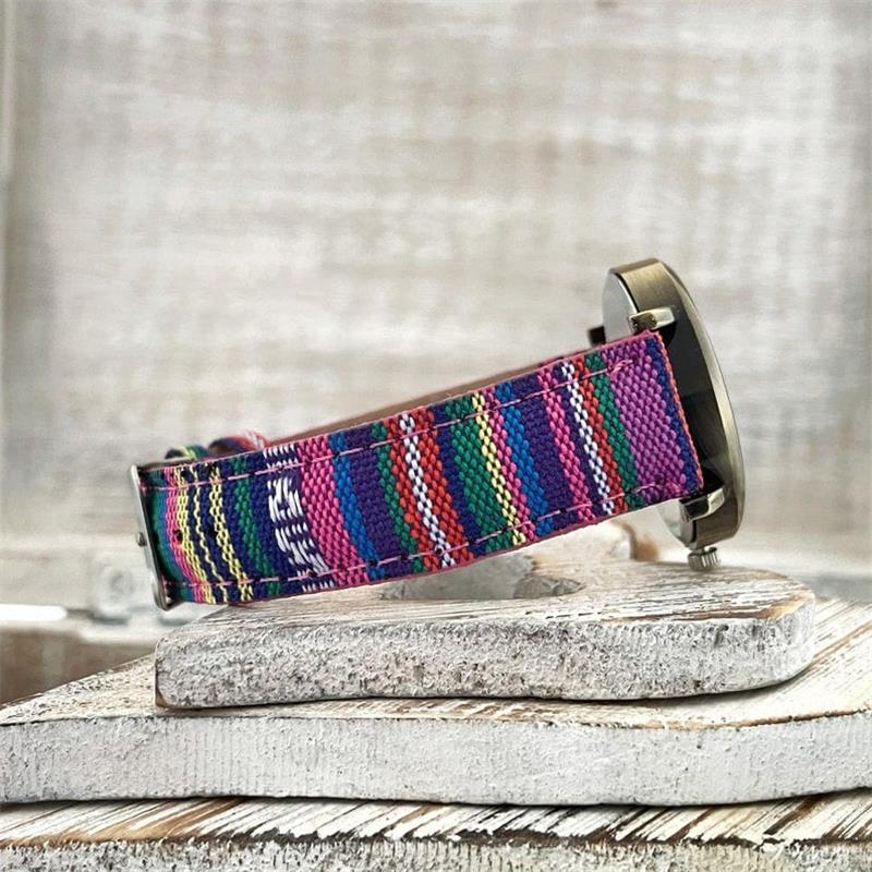 Dames Horloge Multicolor Regenboogpatroon Met Gevlochten Band 3