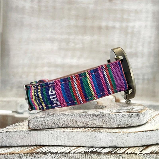 Dames Horloge Multicolor Regenboogpatroon Met Gevlochten Band 3