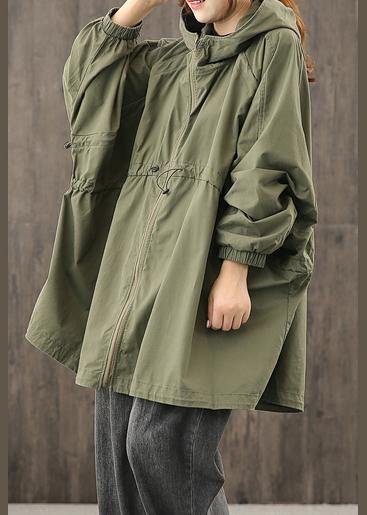Dames Jacket met Ritssluiting en Capuchon in Legergroen 2