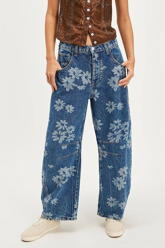 Dames Jeans Wijde Pasvorm Bloemenprint Rayon 4