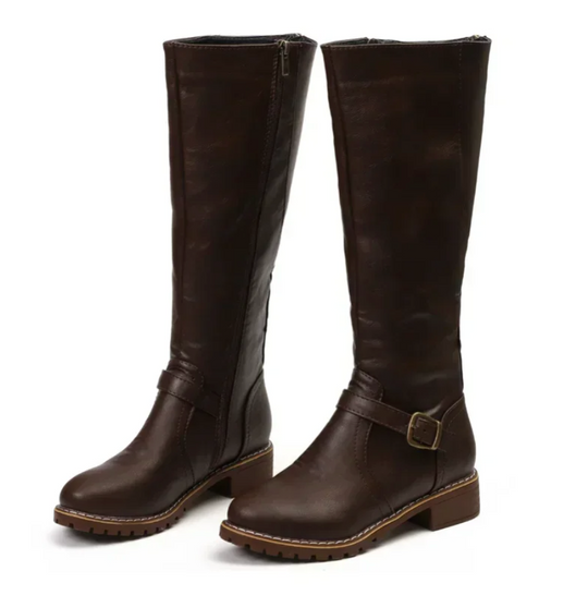 Dames Kniehoge Winterlaarzen Met Blokhak 6