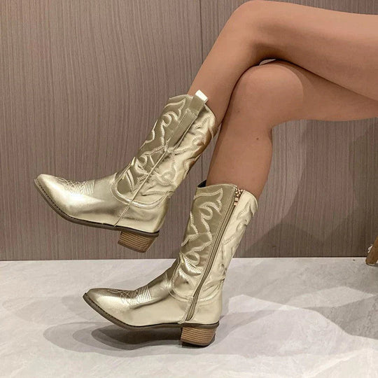 Dames Laarzen Metallic Cowboystijl Trends 4