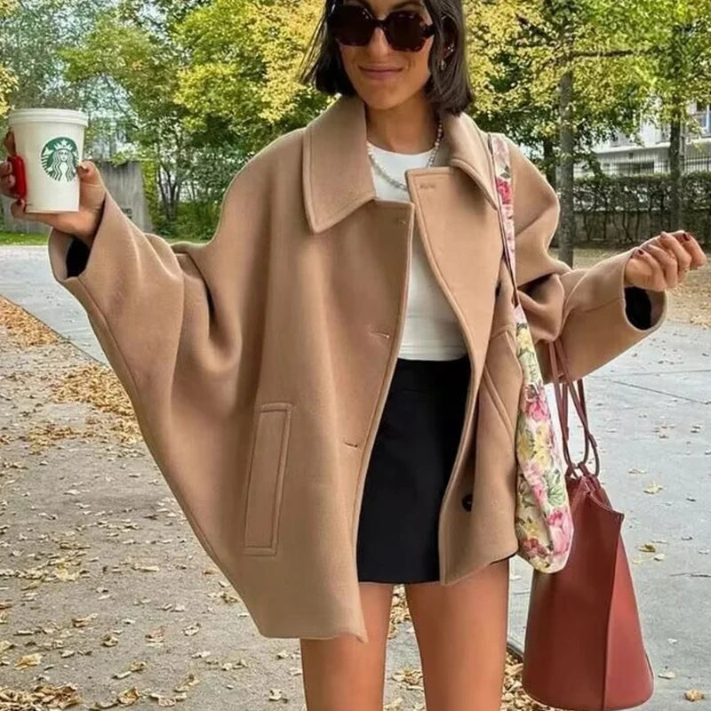 Dames Lange Winterjas Oversized met Knoopsluiting en Lange Mouwen 2