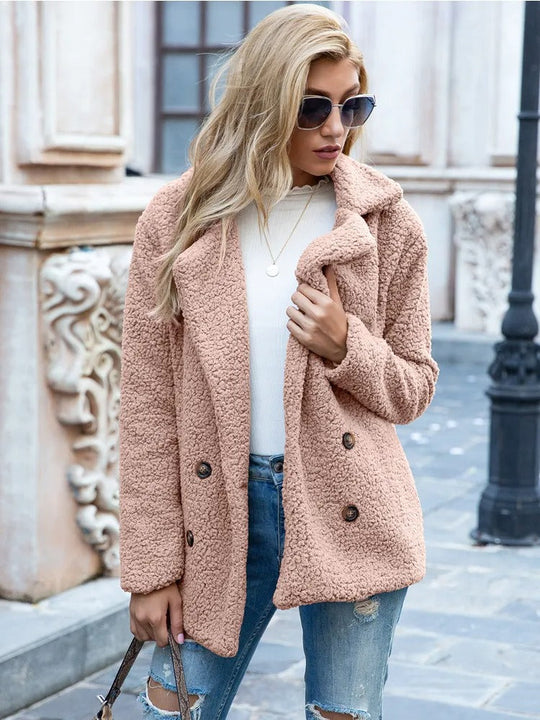 Dames Lange Winterjas Wrap Stijl Met Tijdloze Kraag en Praktische Zakken 4