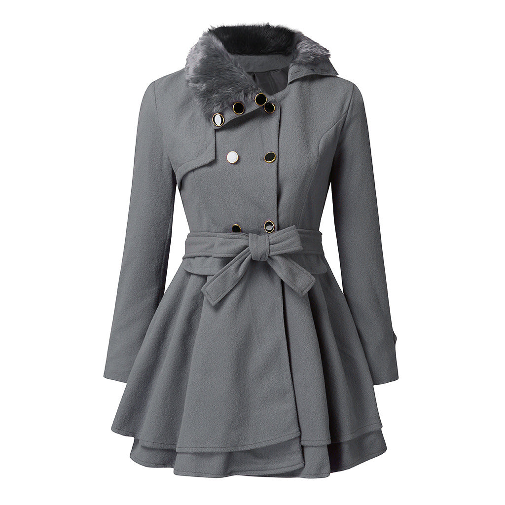 Dames Lange Winterjas met Bontkraag 1