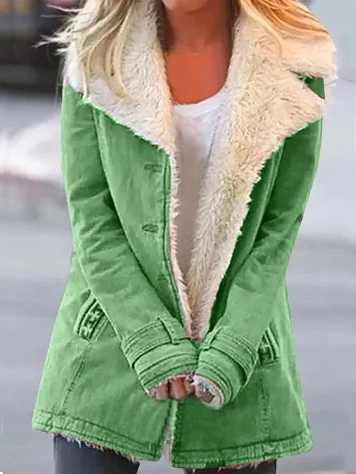 Dames Mid-Length Coat Met Tailored Fit En Oversized Lapel 0