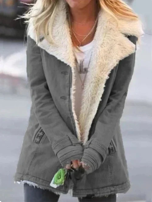 Dames Mid-Length Coat Met Tailored Fit En Oversized Lapel 2