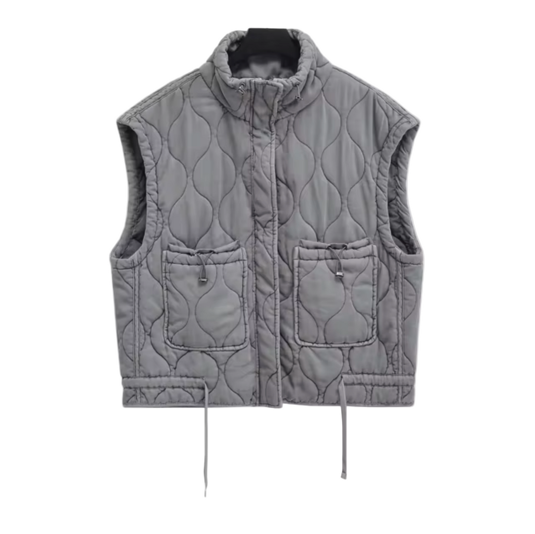 Dames Mouwloos Vest Met Opstaande Kraag 0