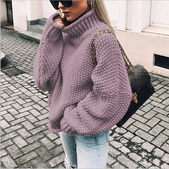 Dames Oversized Chunky Coltrui met Vleermuismouwen voor Herfst/Winter 1
