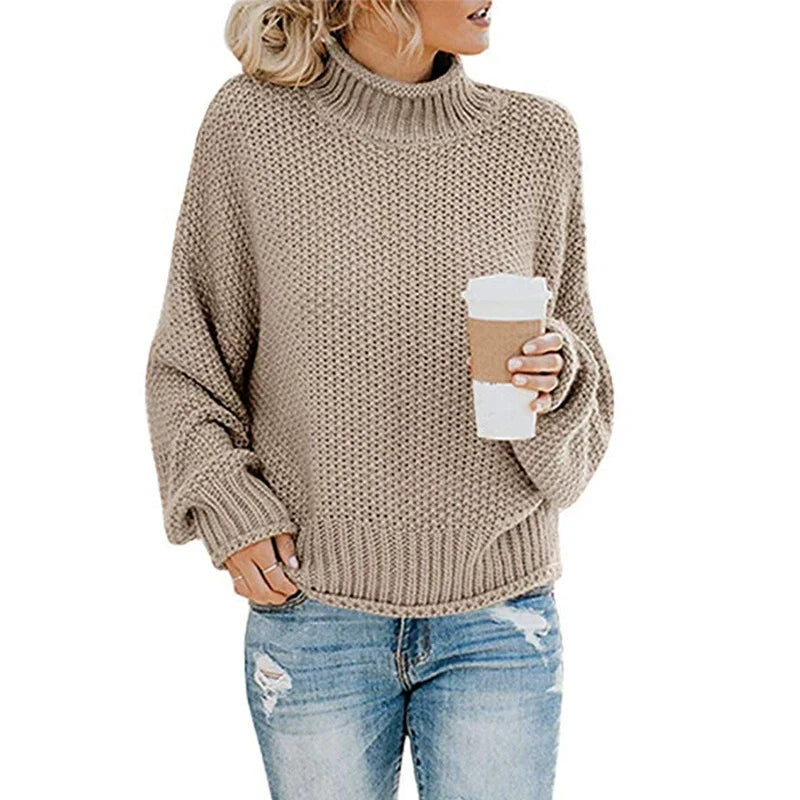 Dames Oversized Chunky Coltrui met Vleermuismouwen voor Herfst/Winter 2