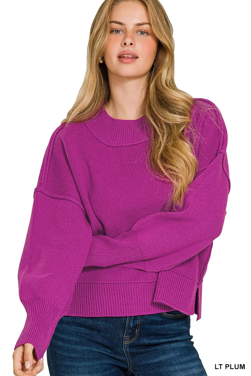 Dames Oversized Trui Met Brede Hals en Drop Schouder 0