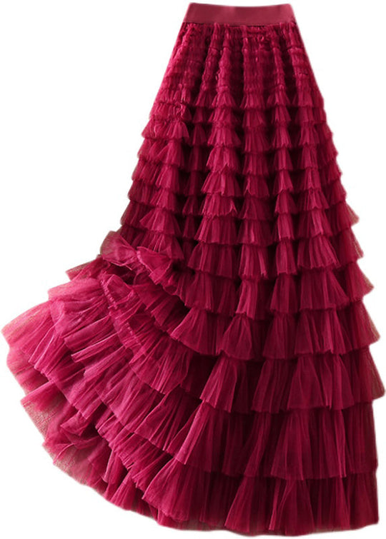 Dames Plus Size Tule Rok Gerimpeld 4
