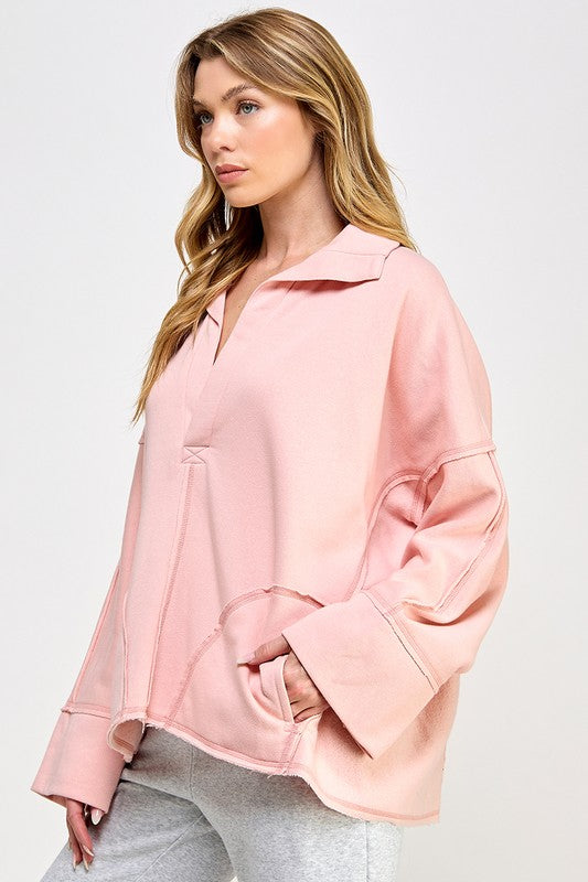 Dames Pullover V-Hals Dolman Mouwen 1