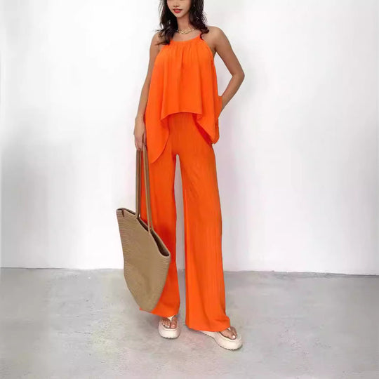 Dames Set Comfy Tweedelig met Drapeer Top en Broek 4