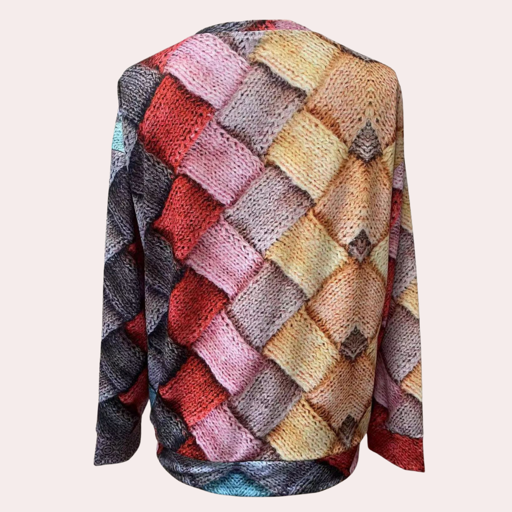 Dames Sweater met Kleurrijk Ontwerp en Comfortabele Pasvorm 1