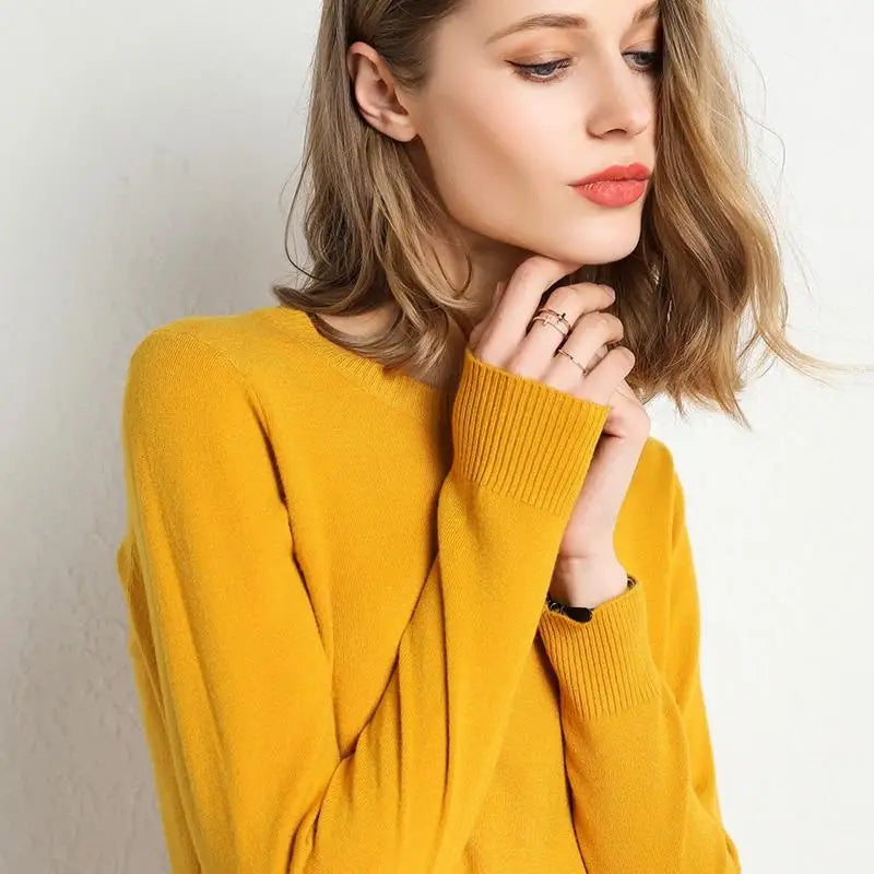 Dames Trui Merino Wol O-Hals Pullover Lange Mouwen 3
