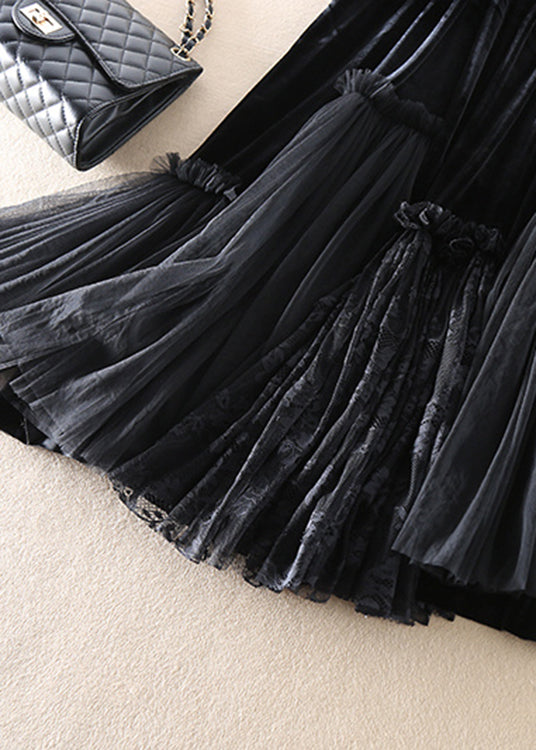 Dames Velours Tule Rok met Patchwork 3