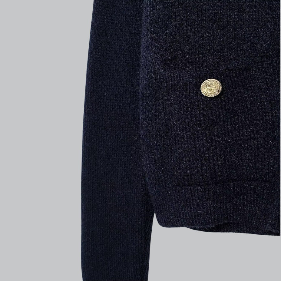 Dames Vest Gebreid met Gouden Knopen 7