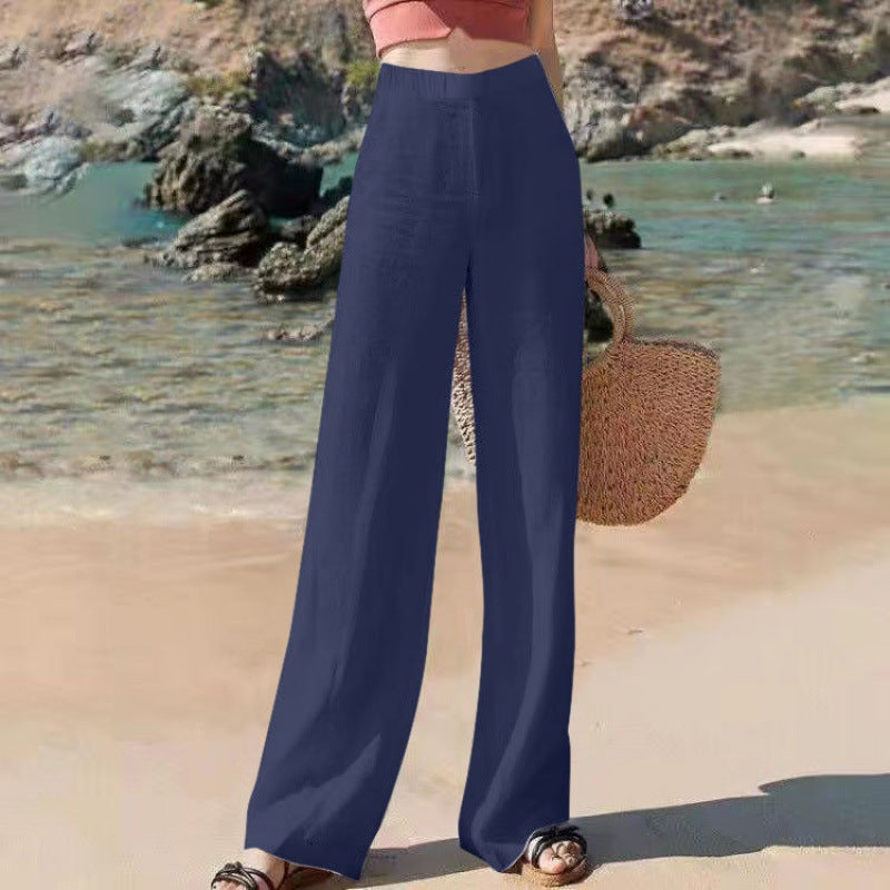 Dames Wijde Pantalon Hoge Taille Luchtig Polyester 6