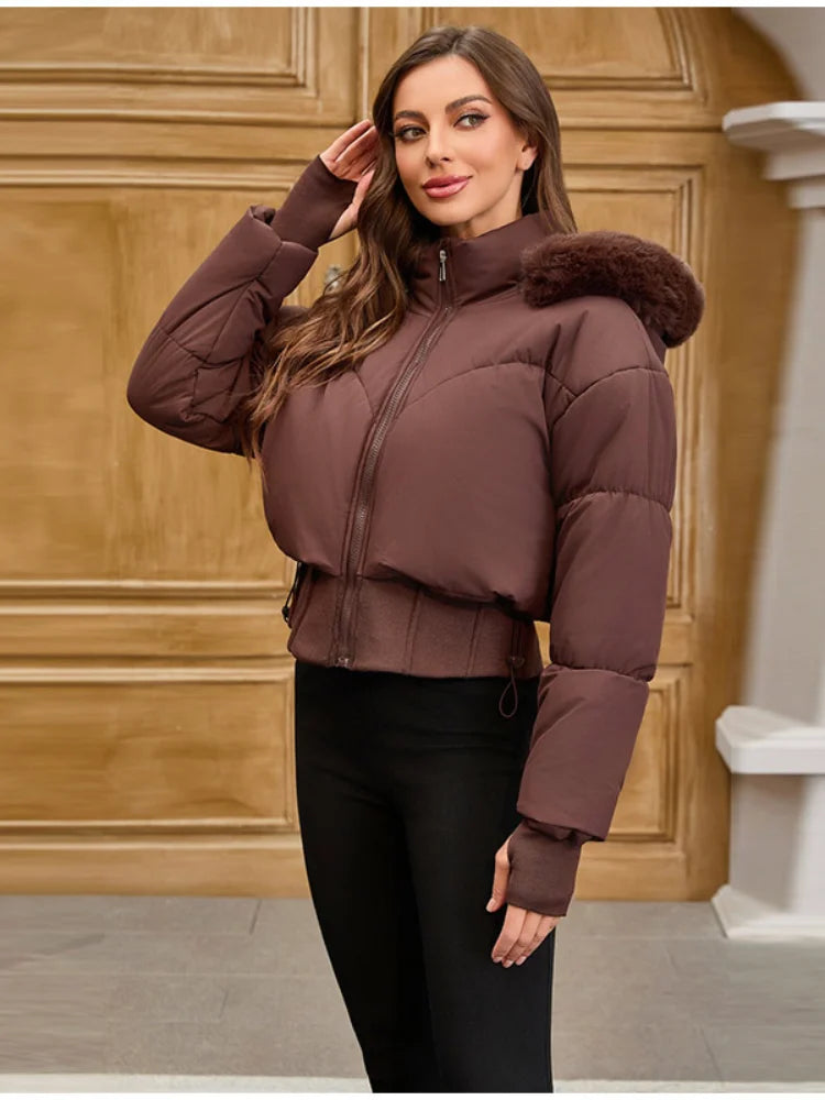Dames Winterjas Met Capuchon en Luxe Bontkraag 3