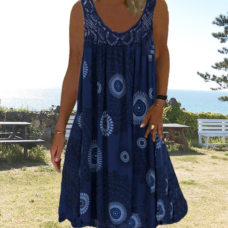 Dames Zomerjurk Mouwloos Speelse Print 2