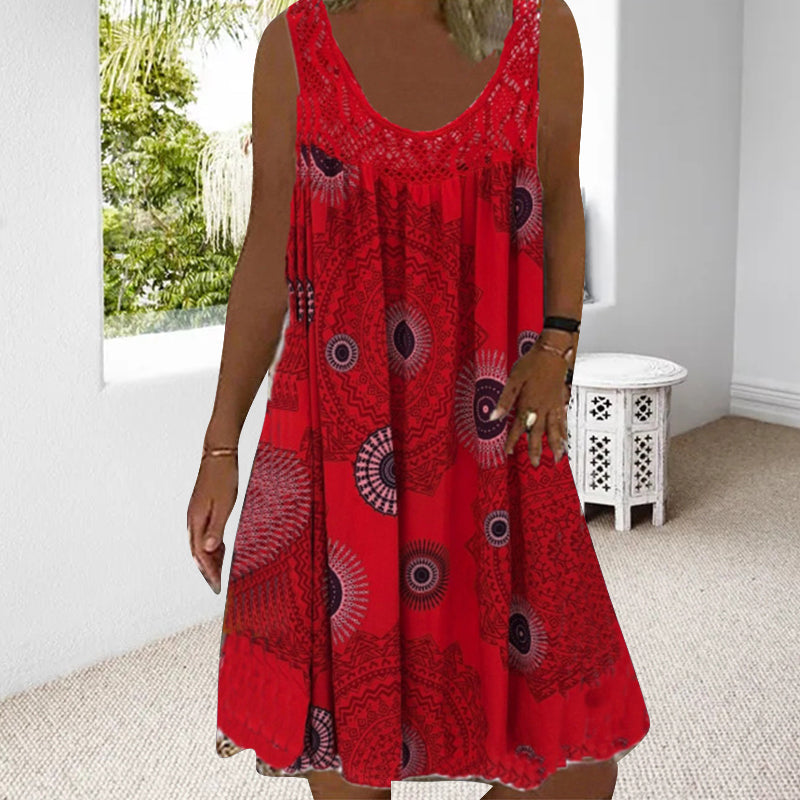 Dames Zomerjurk Mouwloos Speelse Print 7