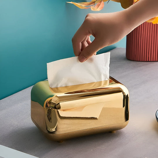 Decoratieve Tissuebox met Gouden Spiegelafwerking 1